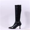 Miss Elastic Pointed High Heel Knee High - Black